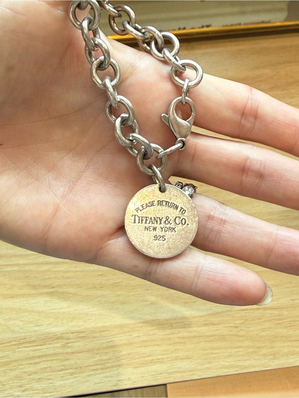 Tiffany & Co. Sterling Round Tag Bracelet - Silver Tone